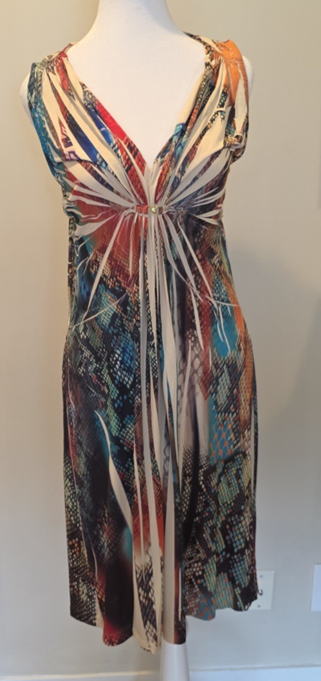 Boston Proper Snakeskin Print Dress M Open Back Keyhole Tropical Resort Y2K